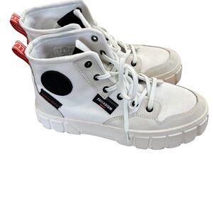 Palladium Women’s White and Black High-Top Sneakers